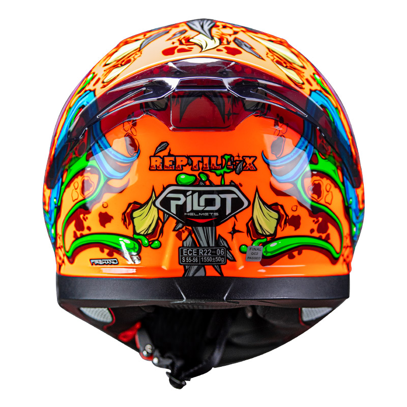 Το κράνος Pilot Snake SV Reptile-X fluo πορτοκαλί συνδυάζει ασφάλεια, design και πρακτικότητα. Εγκεκριμένο με ECE 22.06, με εσωτερική φυμέ ζελατίνα & extra φιμέ.