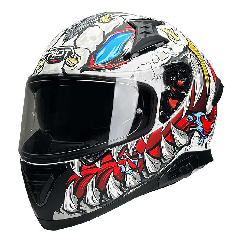 Κράνος μηχανής Pilot Snake SV Reptile-X σε λευκό ματ χρώμα, με εσωτερικό sunvisor και δεύτερη φιμέ ζελατίνα – ECE 22.06