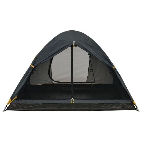 3 ατόμων OZTRAIL Genesis II 3V στημένη σε φυσικό τοπίο, με τέντα ανοιχτή, παράθυρα για αερισμό και πλήρες εξωτερικό κάλυμμα UV προστασίας.