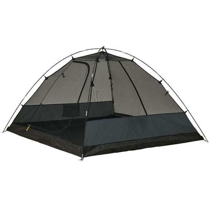 3 ατόμων OZTRAIL Genesis II 3V στημένη σε φυσικό τοπίο, με τέντα ανοιχτή, παράθυρα για αερισμό και πλήρες εξωτερικό κάλυμμα UV προστασίας.