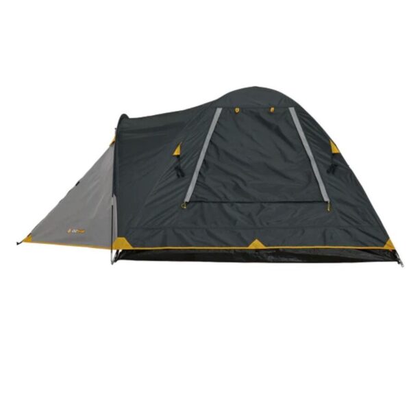 3 ατόμων OZTRAIL Genesis II 3V στημένη σε φυσικό τοπίο, με τέντα ανοιχτή, παράθυρα για αερισμό και πλήρες εξωτερικό κάλυμμα UV προστασίας.
