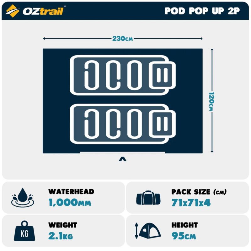 σκηνή 2 ατόμων OZTRAIL Pod Tent pop up camping μπλε