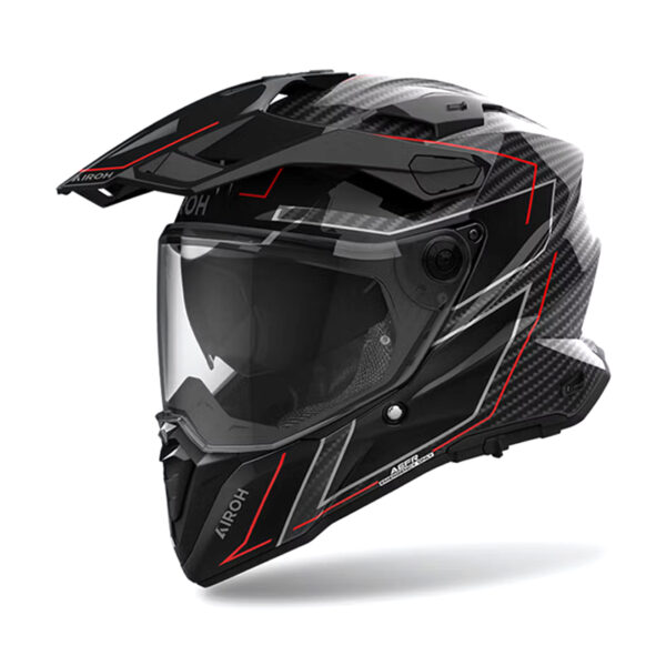adventure κράνος Airoh Commander 2 carbon gloss με ζελατίνα antifog και εσωτερική φυμέ