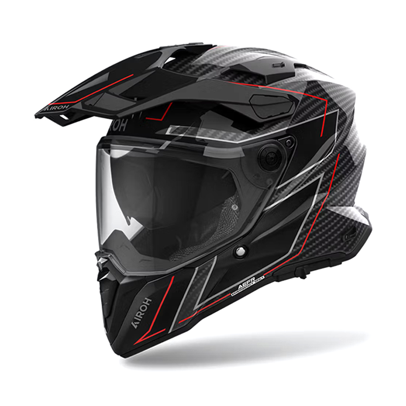 adventure κράνος Airoh Commander 2 carbon gloss με ζελατίνα antifog και εσωτερική φυμέ