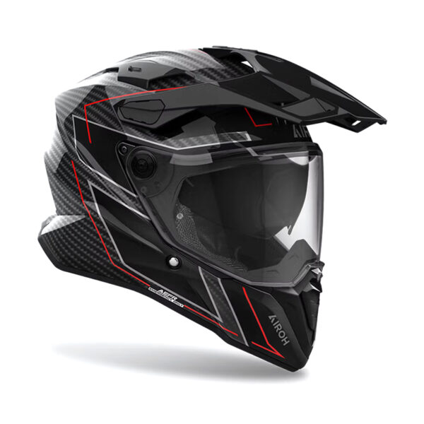 adventure κράνος Airoh Commander 2 carbon gloss με ζελατίνα antifog και εσωτερική φυμέ