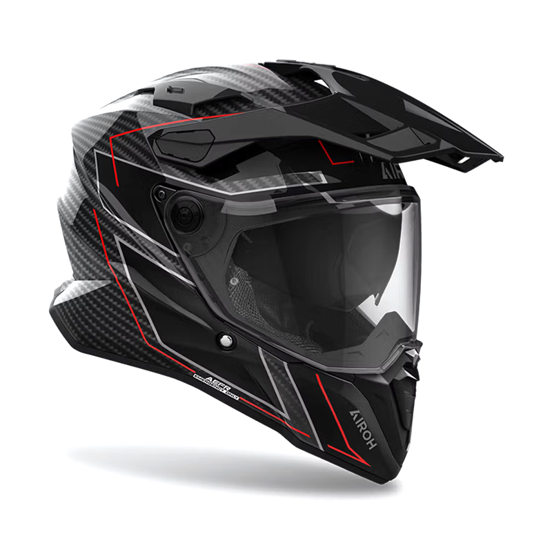 adventure κράνος Airoh Commander 2 carbon gloss με ζελατίνα antifog και εσωτερική φυμέ