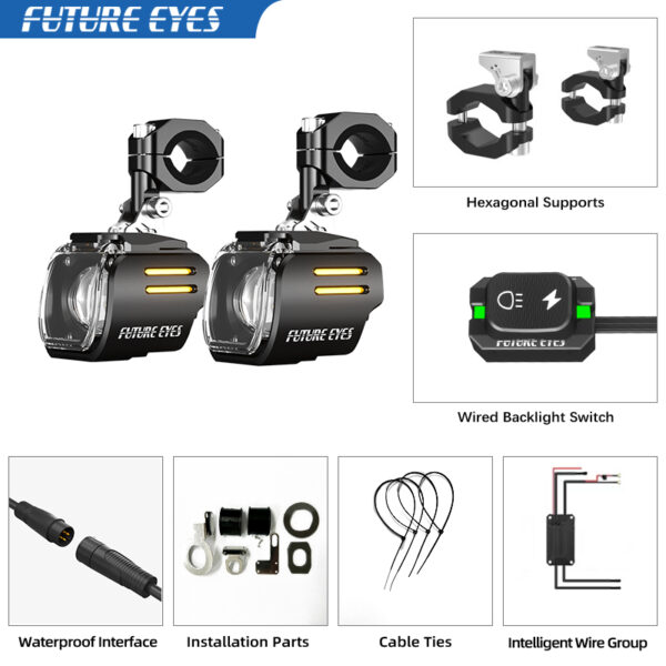SW-MOTECH Προβολάκια Μηχανής LED FUTURE EYES UF1 VIPER – Κίτρινο DRL & Κάλυμμα