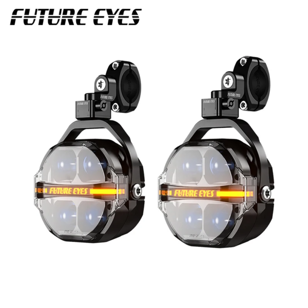 Προβολάκια Μηχανής LED FUTURE EYES X100 – Κίτρινο & Λευκό DRL με Flowing Εφέ