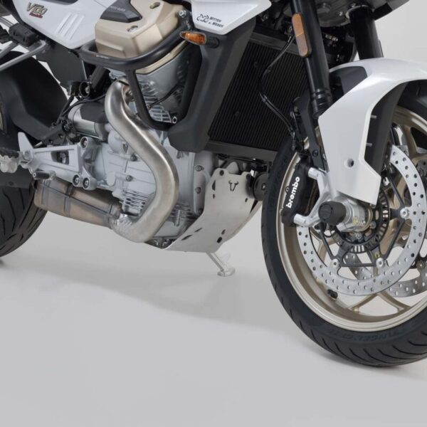 SW-MOTECH Ποδιά Αλουμινίου για Moto Guzzi V100 Mandello – Ασημί & Μαύρη Προστατευτική Ποδιά