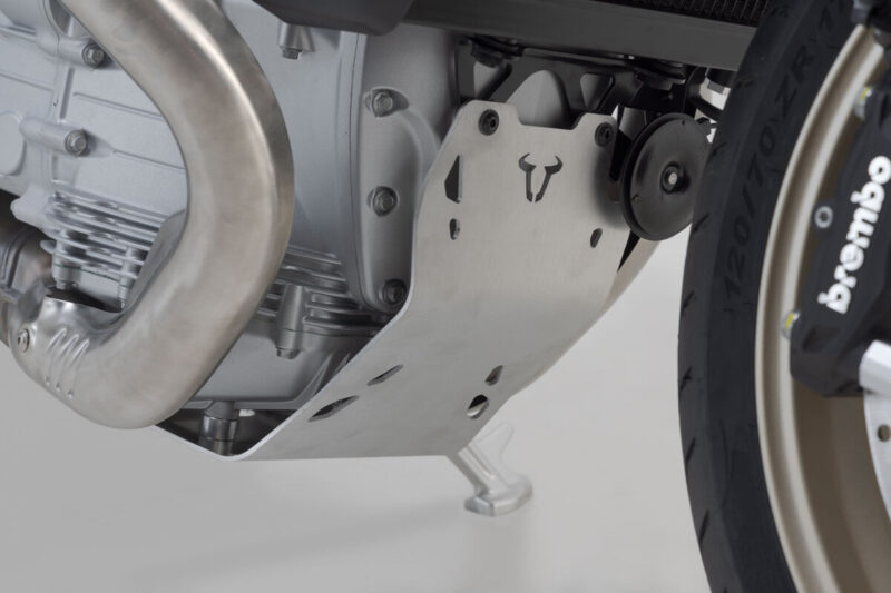 SW-MOTECH Ποδιά Αλουμινίου για Moto Guzzi V100 Mandello – Ασημί & Μαύρη Προστατευτική Ποδιά