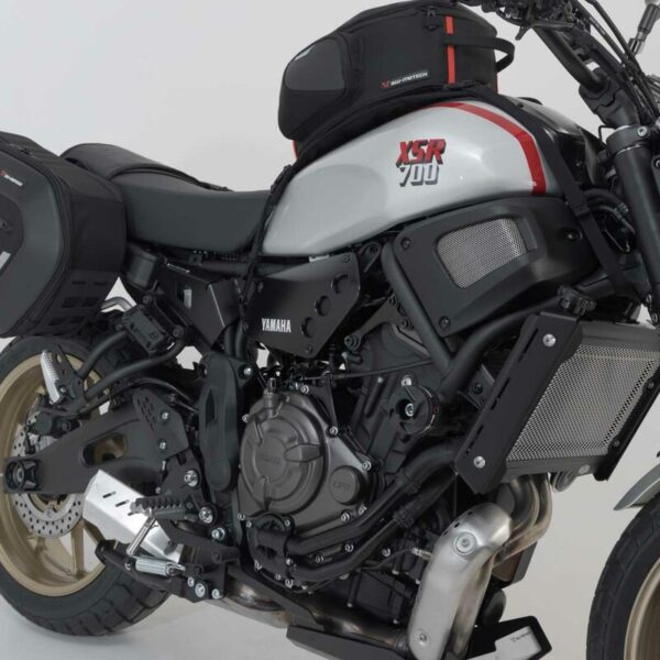 SW-MOTECH μαύρα μανιτάρια προστασίας για Yamaha XSR700 / XTribute με αλουμινένια βάση και κεφαλές πολυαμιδίου