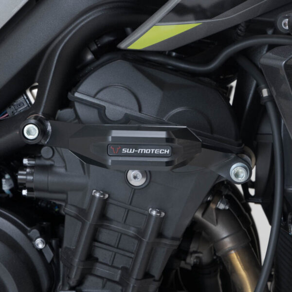Μανιτάρια προστασίας SW-MOTECH σε μαύρο/ασημί για Triumph Street Triple 675 – πλαϊνή προστασία πλαισίου και κινητήρα