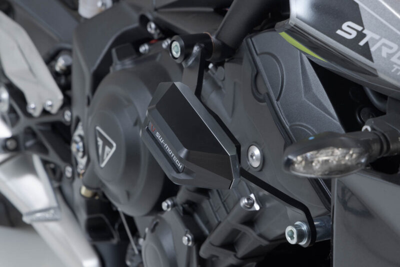 Μανιτάρια προστασίας SW-MOTECH σε μαύρο/ασημί για Triumph Street Triple 675 – πλαϊνή προστασία πλαισίου και κινητήρα